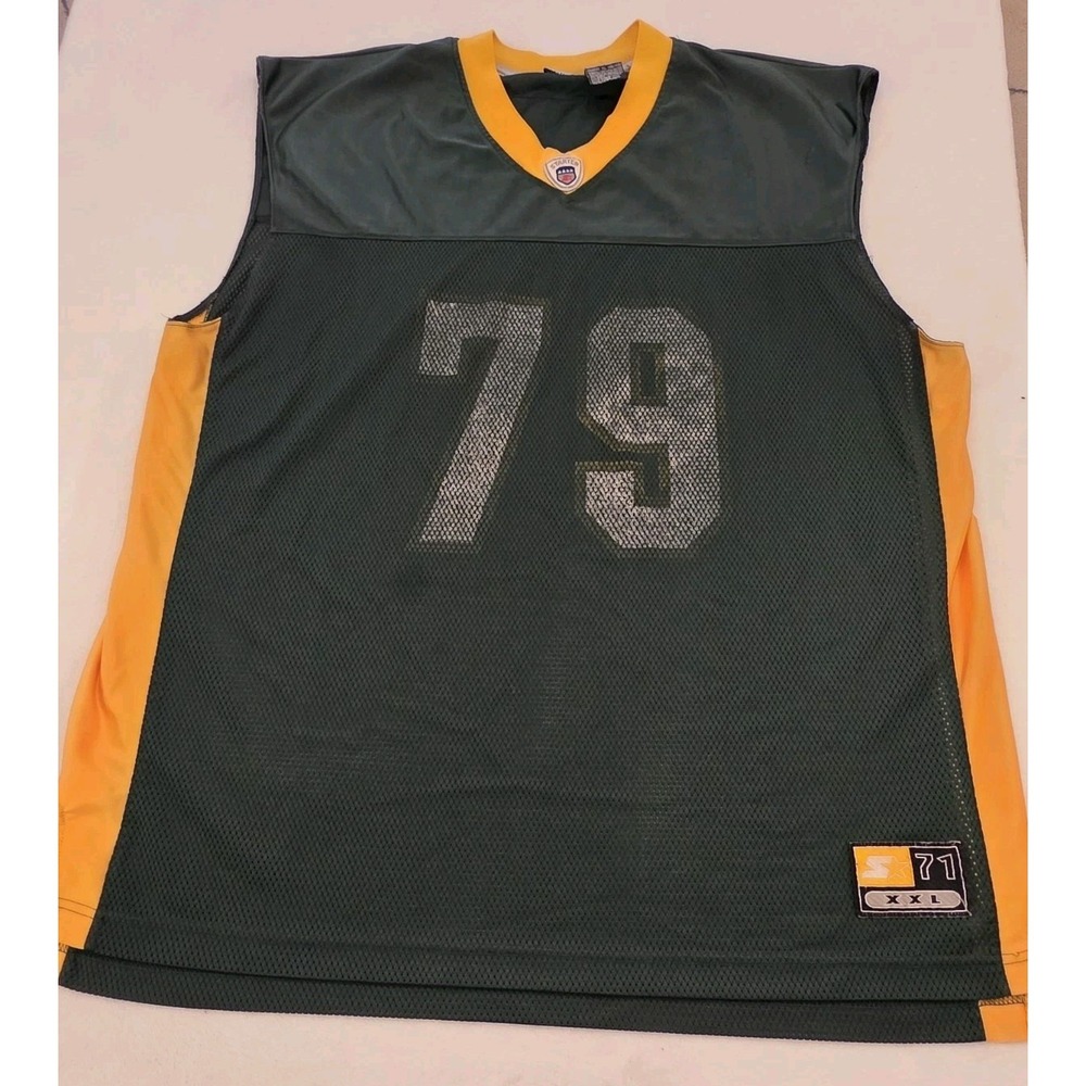 Starter Forest Green Gold Football Jersey Number 79 Sleeveless Mesh Mens XL